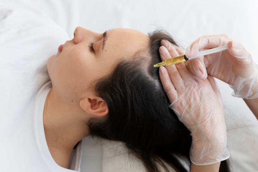 Growth factor injection for hair fall